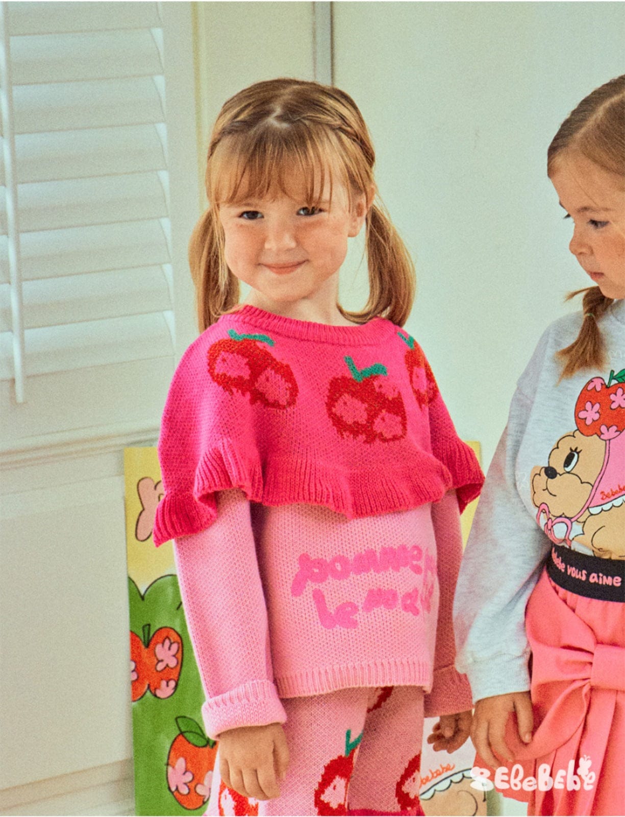 長袖セットアップ りんご柄スウェットシャツ+ジョガーパンツセットアップ 2点セット【mh0010977】