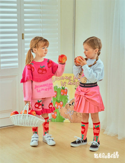 長袖セットアップ りんご柄スウェットシャツ+ジョガーパンツセットアップ 2点セット【mh0010977】