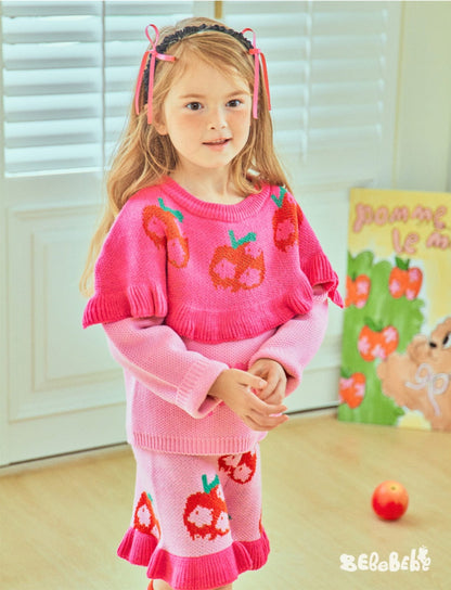 長袖セットアップ りんご柄スウェットシャツ+ジョガーパンツセットアップ 2点セット【mh0010977】