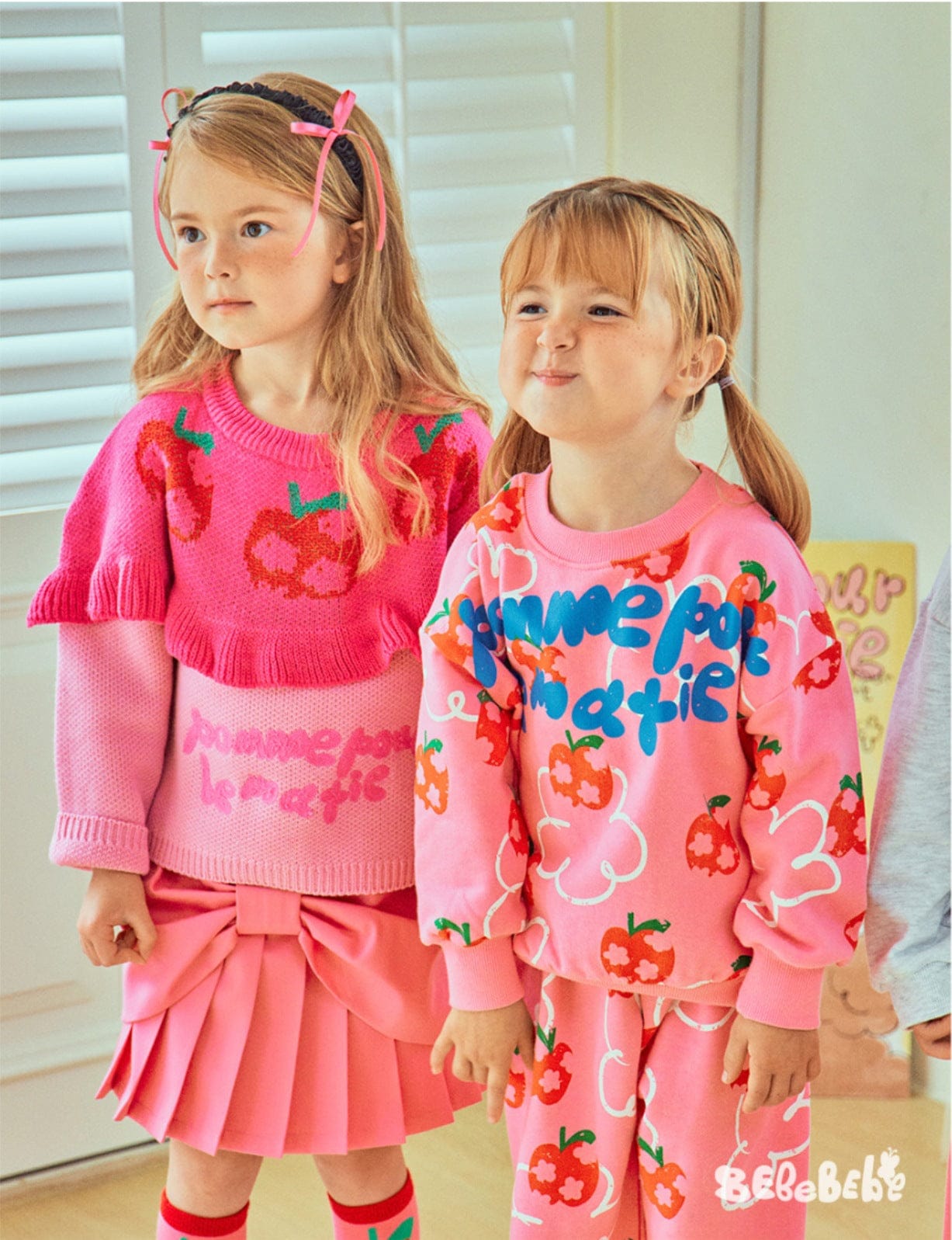 長袖セットアップ りんご柄スウェットシャツ+ジョガーパンツセットアップ 2点セット【mh0010977】