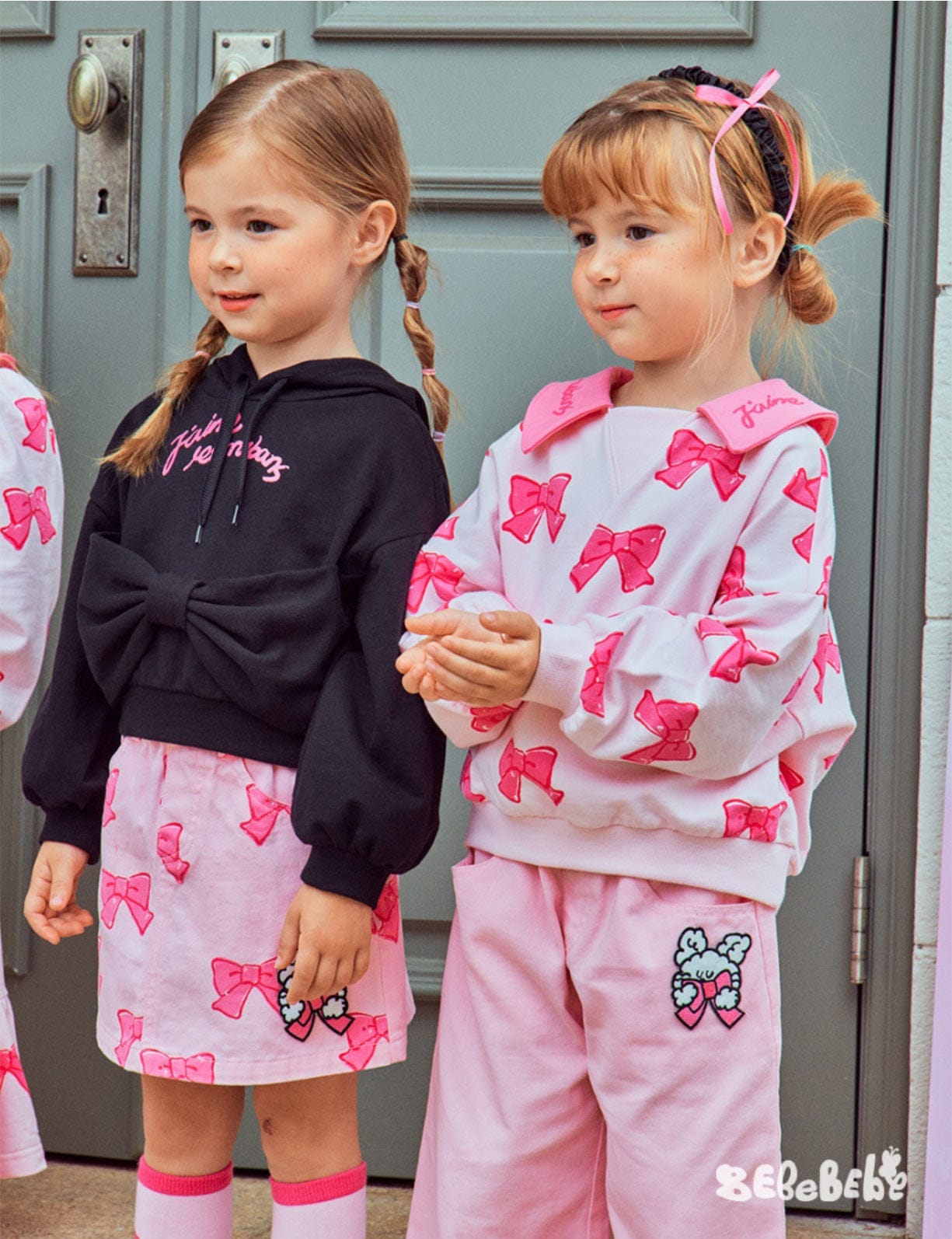 長袖セットアップ リボン柄ビッグカラー長袖スウェット/フリル付きミニスカートセットアップ 2点セット【mh0010980】