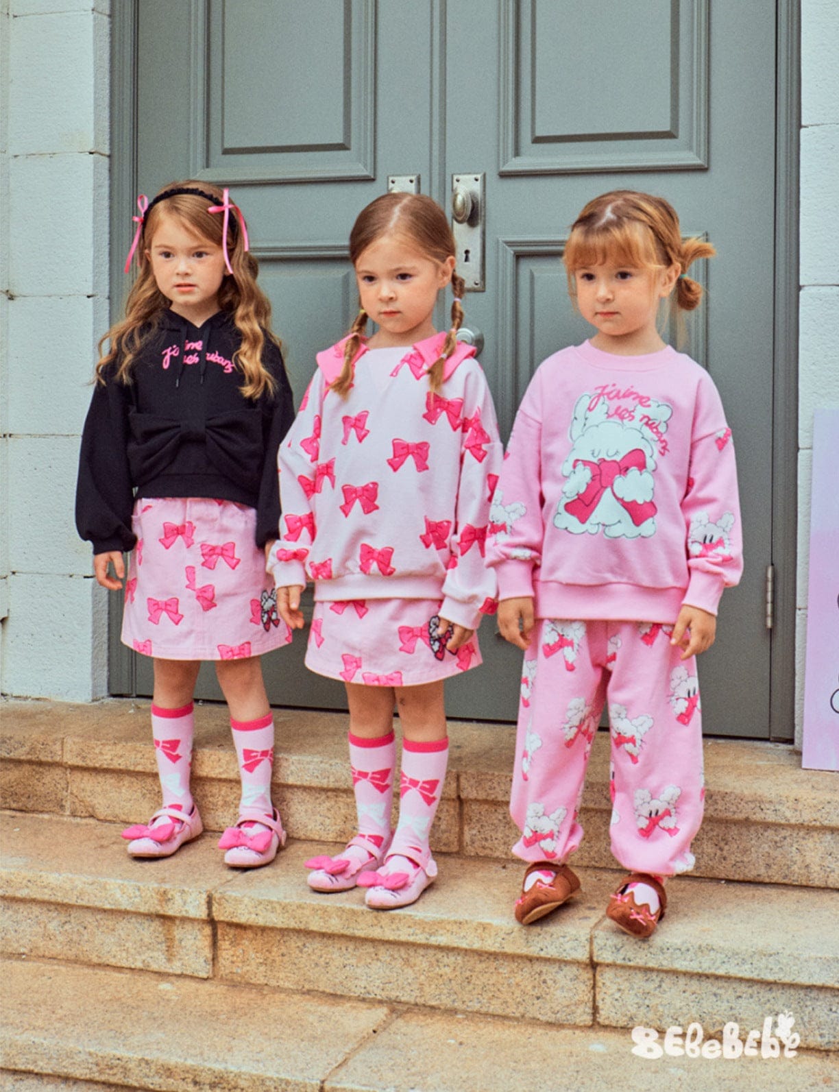 長袖セットアップ リボン柄ビッグカラー長袖スウェット/フリル付きミニスカートセットアップ 2点セット【mh0010980】