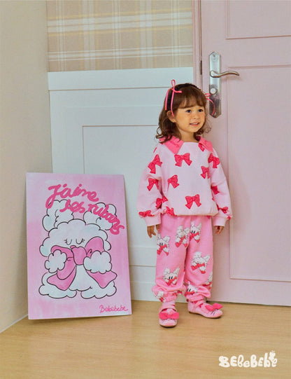 長袖セットアップ リボン柄ビッグカラー長袖スウェット/フリル付きミニスカートセットアップ 2点セット【mh0010980】