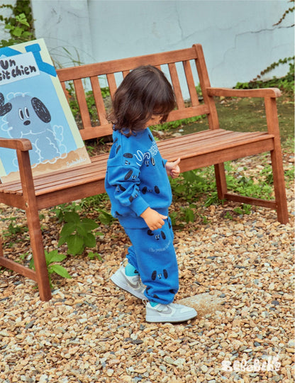 長袖セットアップ ドッグ柄スウェットシャツ+ジョガーパンツセットアップ 2点セット【mh0010985】