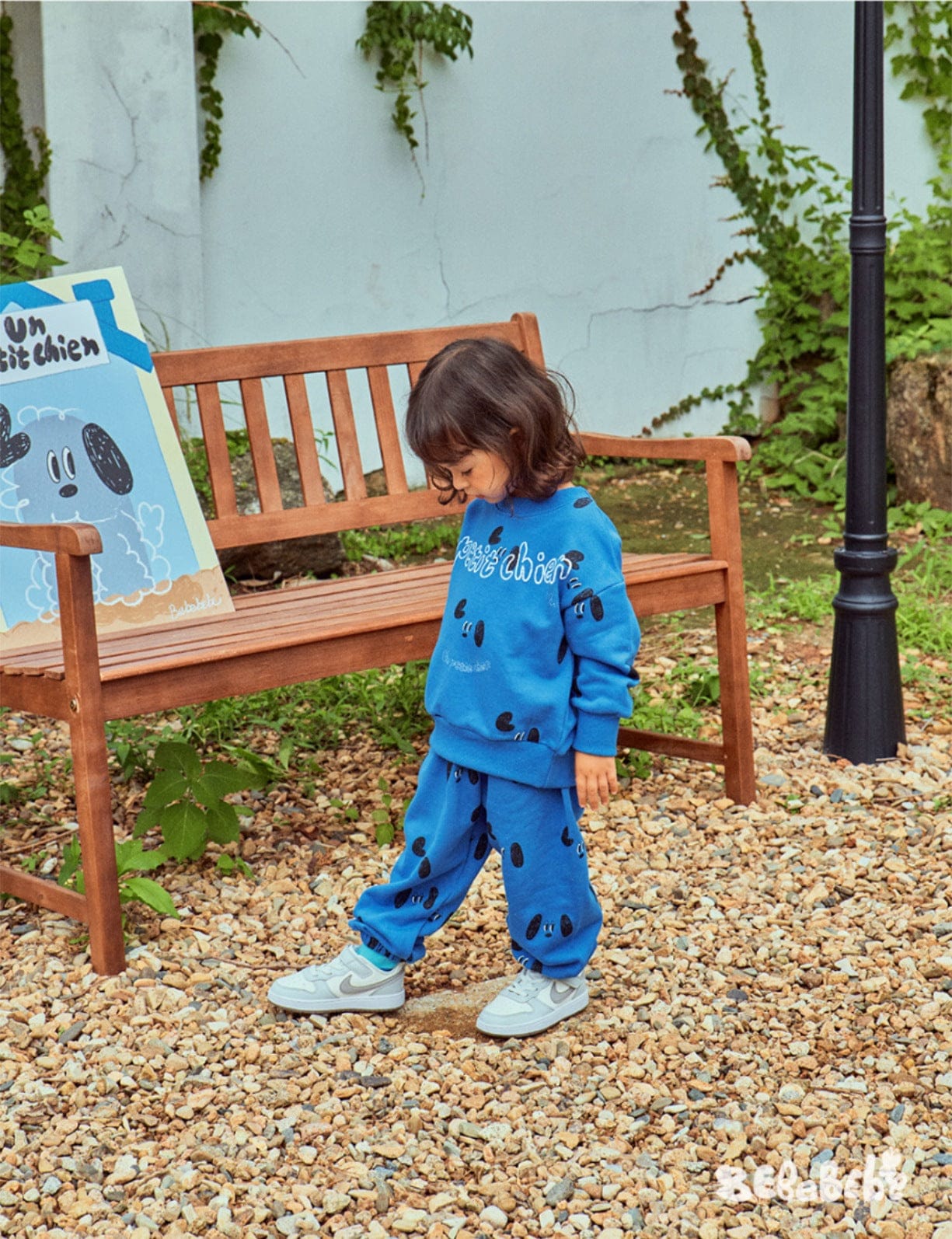 長袖セットアップ ドッグ柄スウェットシャツ+ジョガーパンツセットアップ 2点セット【mh0010985】