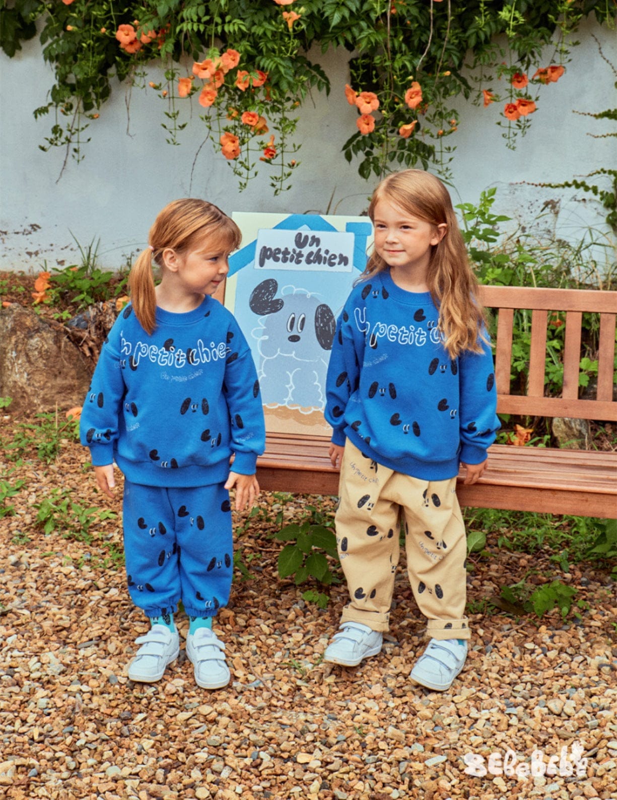 長袖セットアップ ドッグ柄スウェットシャツ+ジョガーパンツセットアップ 2点セット【mh0010985】