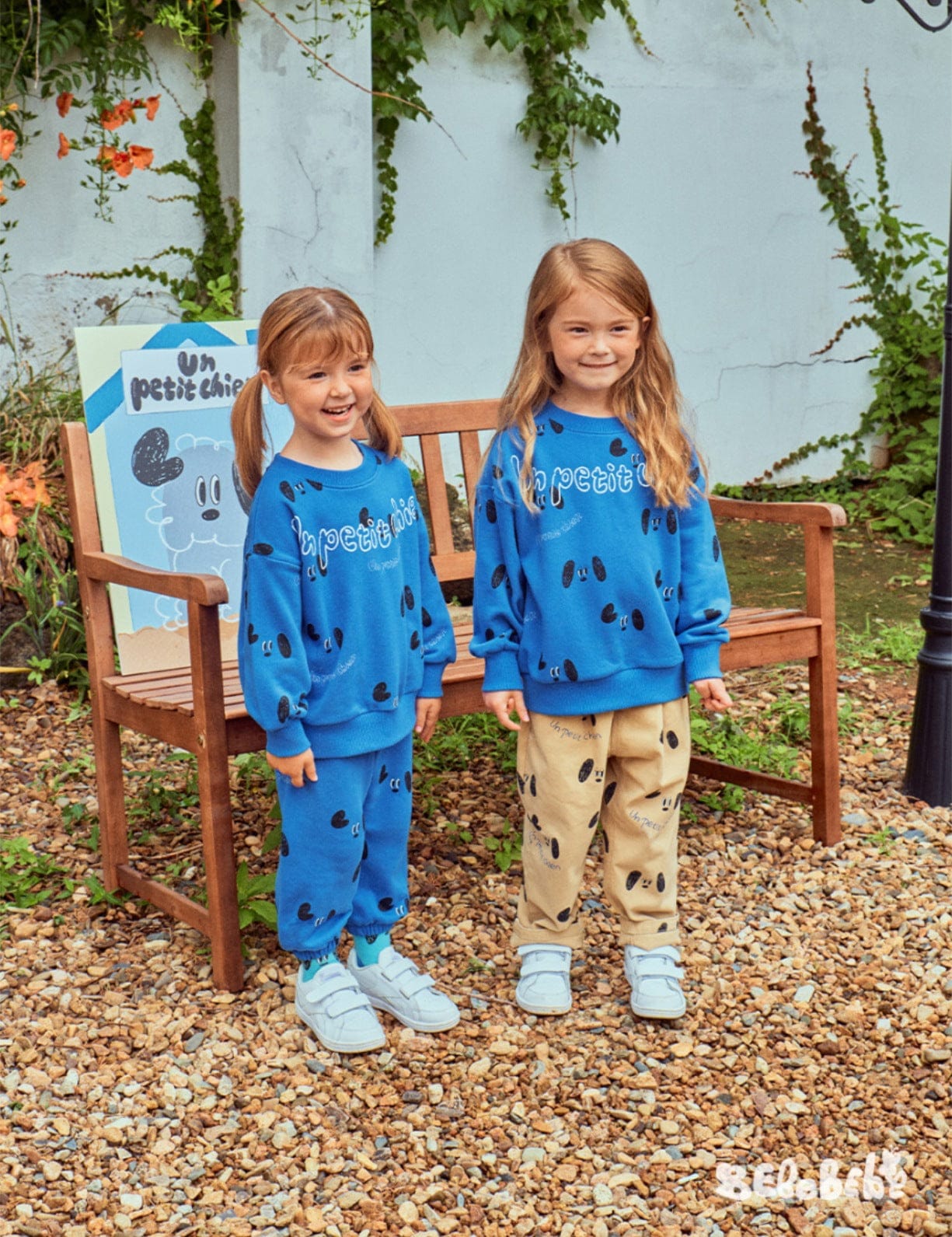 長袖セットアップ ドッグ柄スウェットシャツ+ジョガーパンツセットアップ 2点セット【mh0010985】