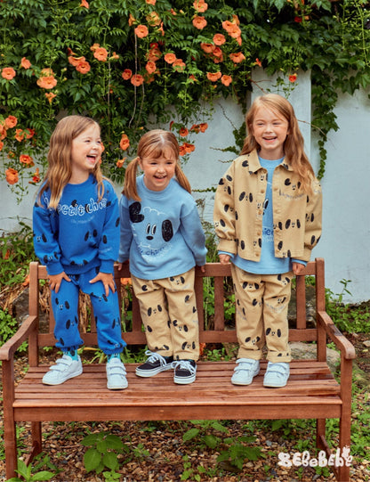 長袖セットアップ ドッグ柄スウェットシャツ+ジョガーパンツセットアップ 2点セット【mh0010985】