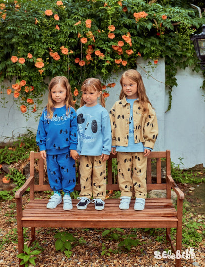 長袖セットアップ ドッグ柄スウェットシャツ+ジョガーパンツセットアップ 2点セット【mh0010985】