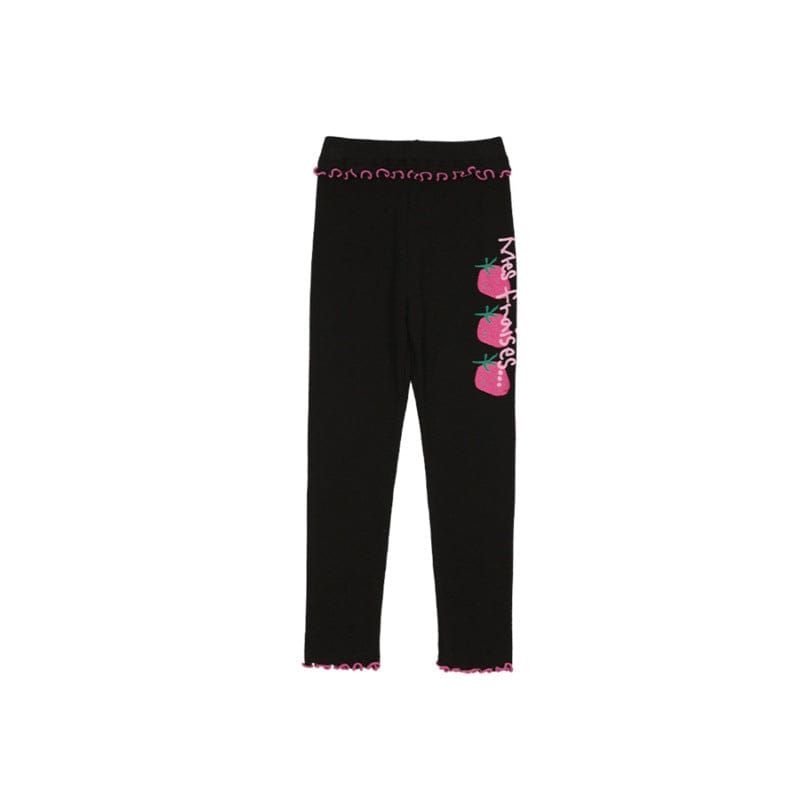 ノースリーブワンピース Black love strawberry leggings / 90cm いちごプリント長袖トップス/フリルレギンス/フリルワンピース/ノースリーブプリーツワンピース【mh0010988】