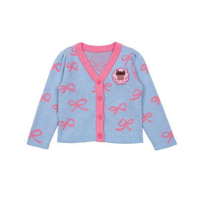 カーディガン・パーカー Cardigan / 90cm ニットリボン柄カーディガン/フリルティアードスカート【mh0010976】