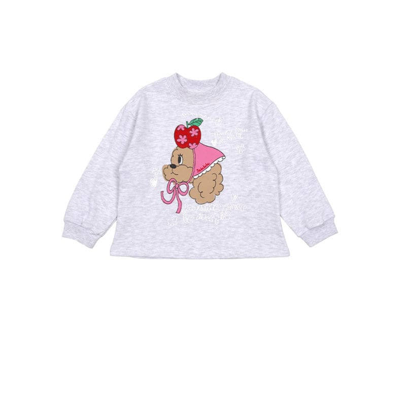 ショートコート・ジャケット・ジャンパー flower gray cartoon print sweatshirt / 90cm りんご柄リバーシブルブルゾン/くまプリントスウェットシャツ/プリーツスカート【mh0010979】