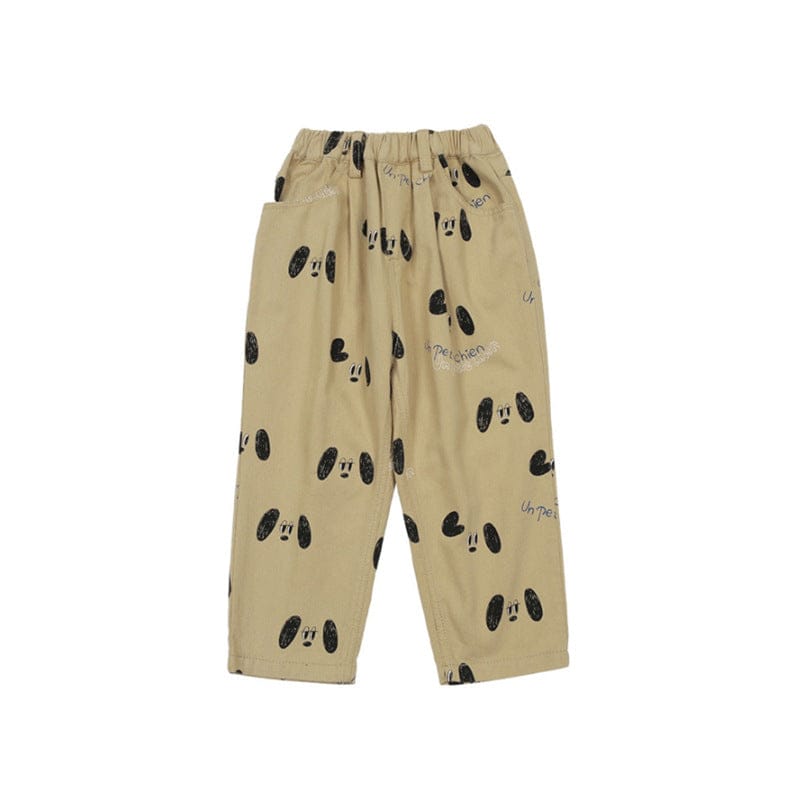 長袖セットアップ Khaki cartoon dog trousers / 90cm ドッグ柄ジャケット/犬プリントスウェット/いぬ柄パンツ【mh0010984】