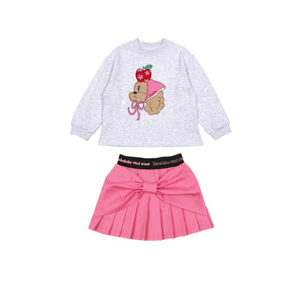 ショートコート・ジャケット・ジャンパー りんご柄リバーシブルブルゾン/くまプリントスウェットシャツ/プリーツスカート【mh0010979】