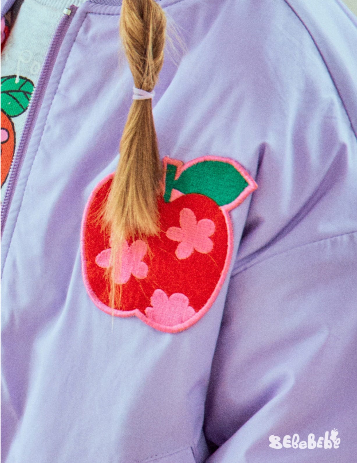 ショートコート・ジャケット・ジャンパー りんご柄リバーシブルブルゾン/くまプリントスウェットシャツ/プリーツスカート【mh0010979】