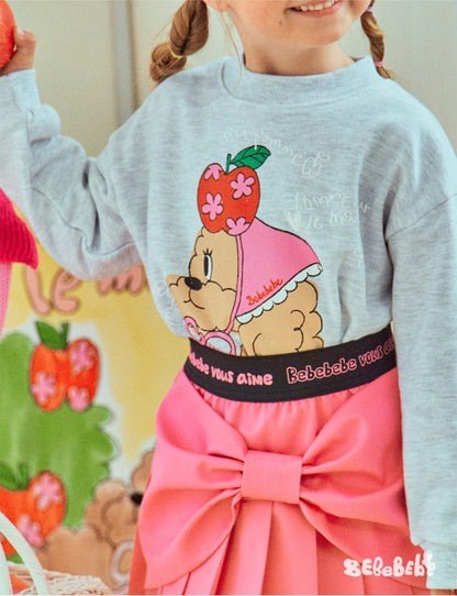 ショートコート・ジャケット・ジャンパー りんご柄リバーシブルブルゾン/くまプリントスウェットシャツ/プリーツスカート【mh0010979】