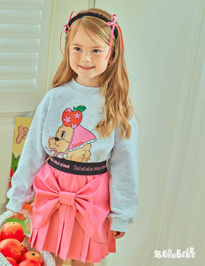 ショートコート・ジャケット・ジャンパー りんご柄リバーシブルブルゾン/くまプリントスウェットシャツ/プリーツスカート【mh0010979】