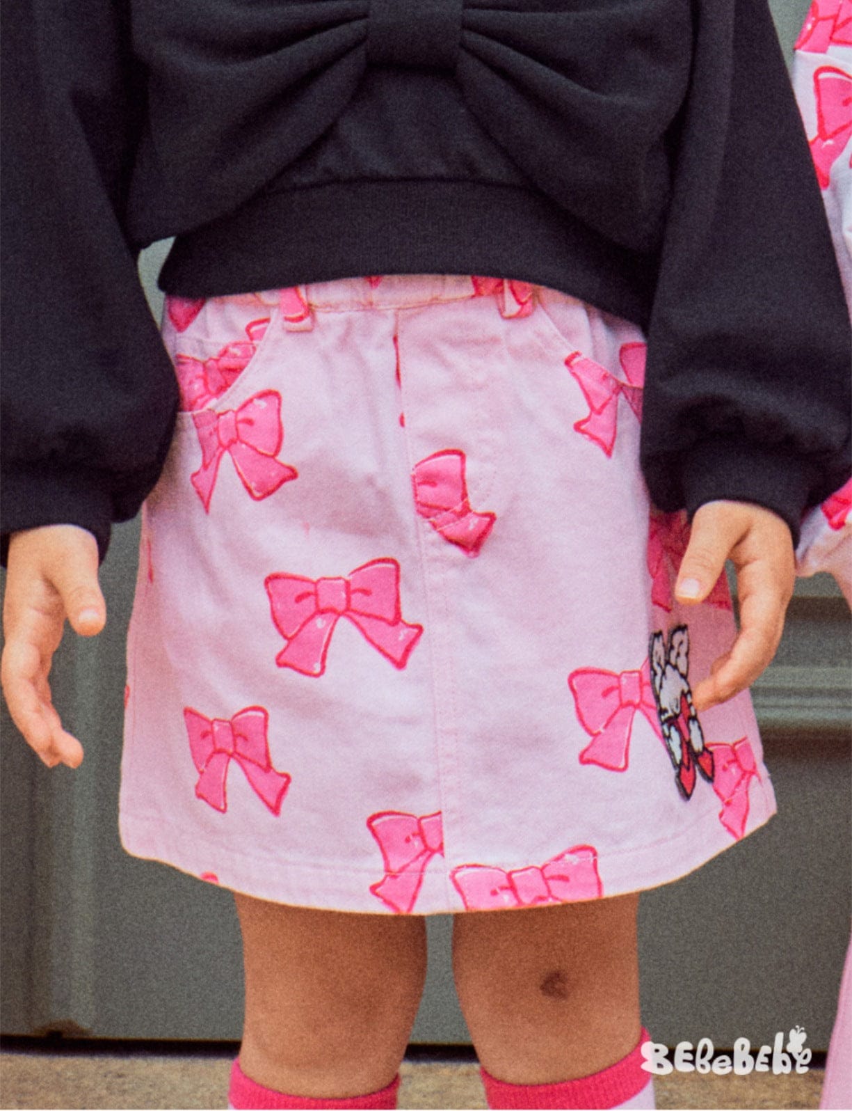 長袖ワンピース リボン柄長袖ワンピース/リボン柄クロップドパーカー/リボン柄スウェット/フリル付きミニスカート/ワイドパンツ【mh0010982】