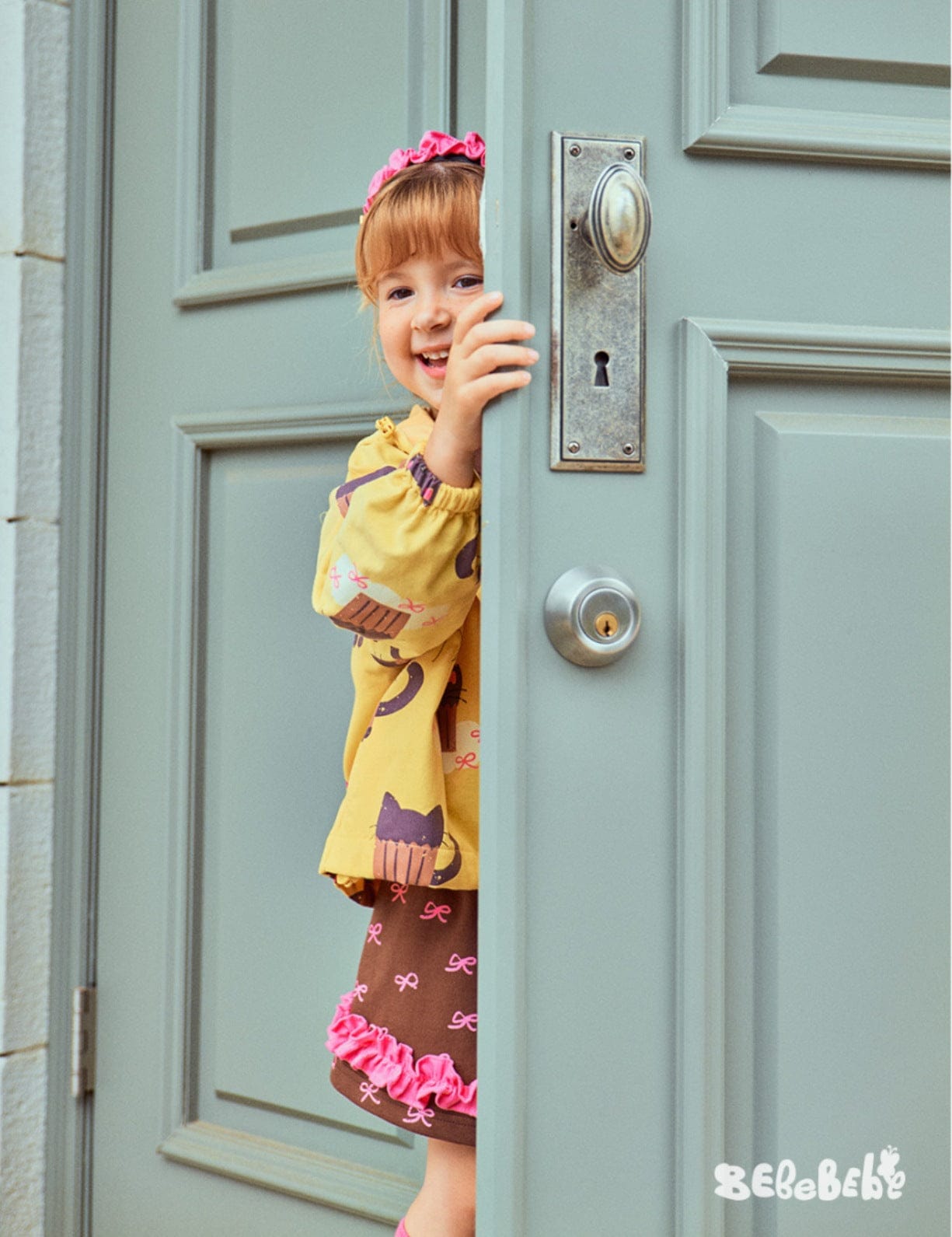 長袖セットアップ ねこ柄ジップアップパーカー/フリルスウェットシャツ/フリルキュロットスカート/スカート付きパンツ【mh0010983】