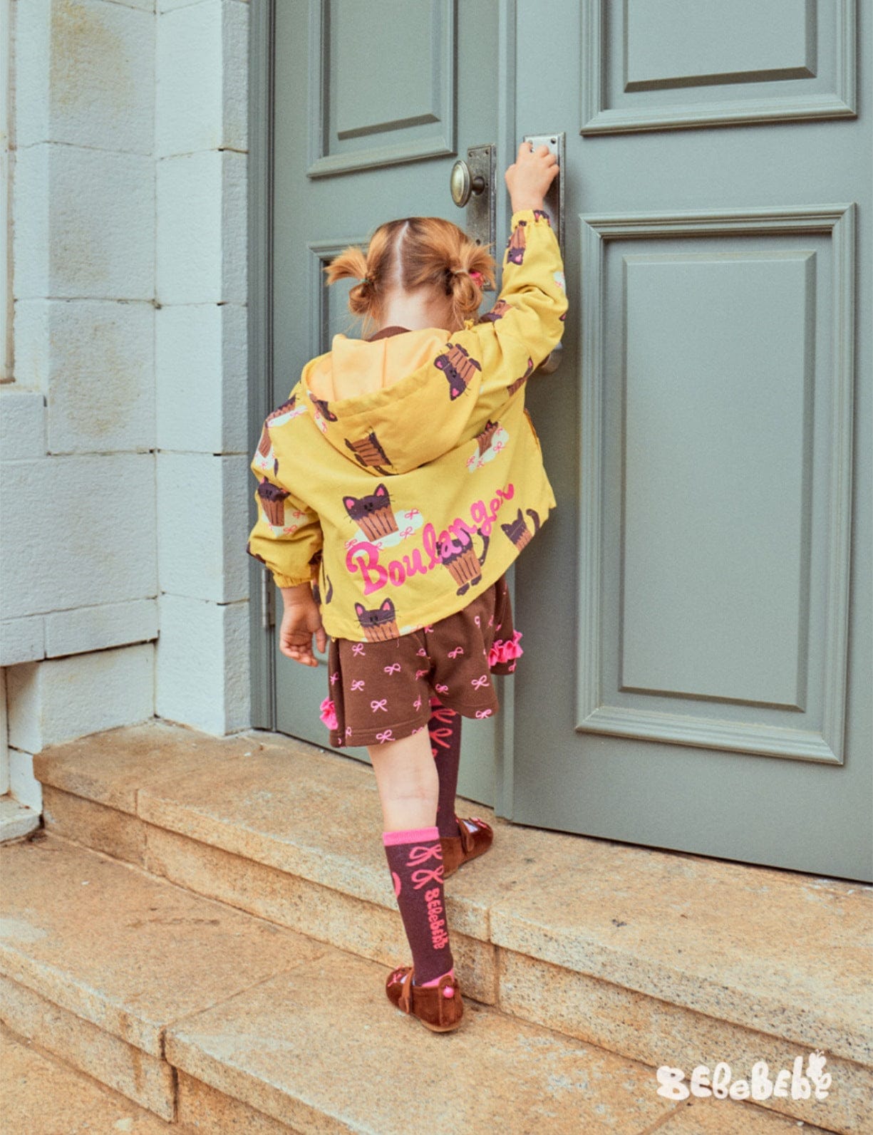 長袖セットアップ ねこ柄ジップアップパーカー/フリルスウェットシャツ/フリルキュロットスカート/スカート付きパンツ【mh0010983】