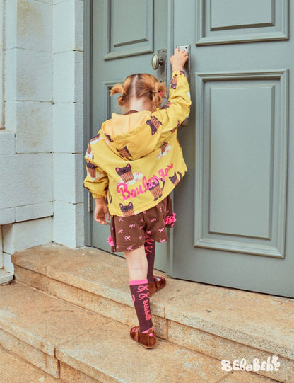 長袖セットアップ ねこ柄ジップアップパーカー/フリルスウェットシャツ/フリルキュロットスカート/スカート付きパンツ【mh0010983】