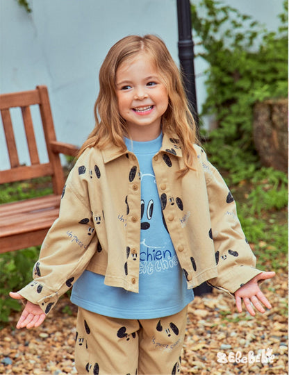 長袖セットアップ ドッグ柄ジャケット/犬プリントスウェット/いぬ柄パンツ【mh0010984】