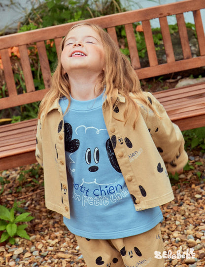 長袖セットアップ ドッグ柄ジャケット/犬プリントスウェット/いぬ柄パンツ【mh0010984】