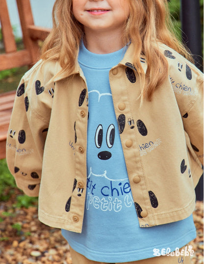 長袖セットアップ ドッグ柄ジャケット/犬プリントスウェット/いぬ柄パンツ【mh0010984】