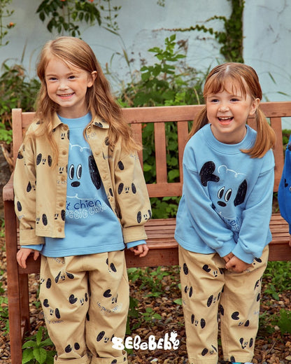長袖セットアップ ドッグ柄ジャケット/犬プリントスウェット/いぬ柄パンツ【mh0010984】