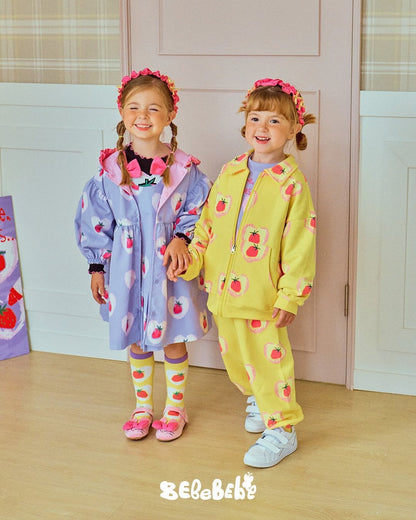 長袖セットアップ ハートストロベリー柄ジップアップパーカー/スウェットシャツ/ジョガーパンツセットアップ【mh0010986】