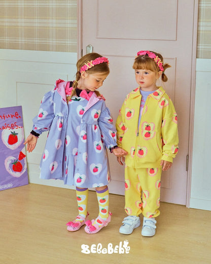 長袖セットアップ ハートストロベリー柄ジップアップパーカー/スウェットシャツ/ジョガーパンツセットアップ【mh0010986】