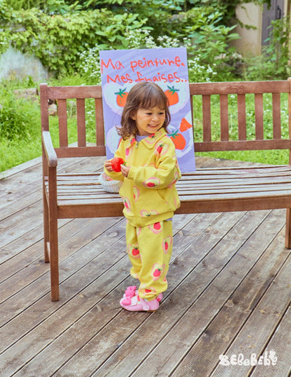 長袖セットアップ ハートストロベリー柄ジップアップパーカー/スウェットシャツ/ジョガーパンツセットアップ【mh0010986】