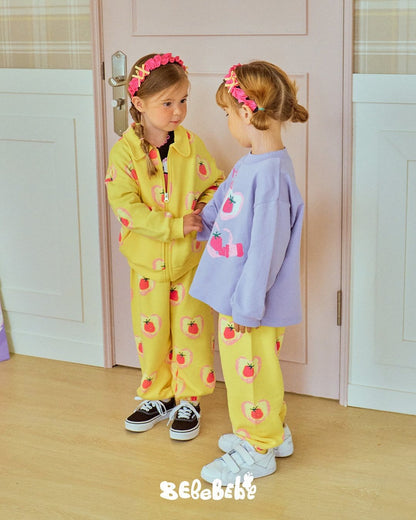 長袖セットアップ ハートストロベリー柄ジップアップパーカー/スウェットシャツ/ジョガーパンツセットアップ【mh0010986】