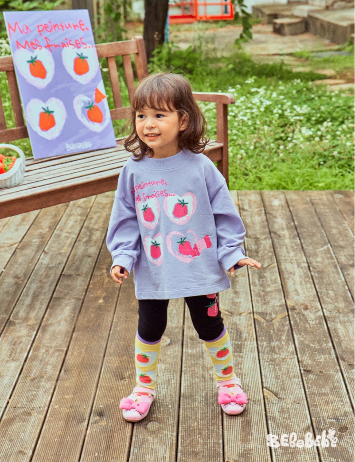 長袖セットアップ ハートストロベリー柄ジップアップパーカー/スウェットシャツ/ジョガーパンツセットアップ【mh0010986】