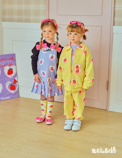 長袖セットアップ ハートストロベリー柄ジップアップパーカー/スウェットシャツ/ジョガーパンツセットアップ【mh0010986】