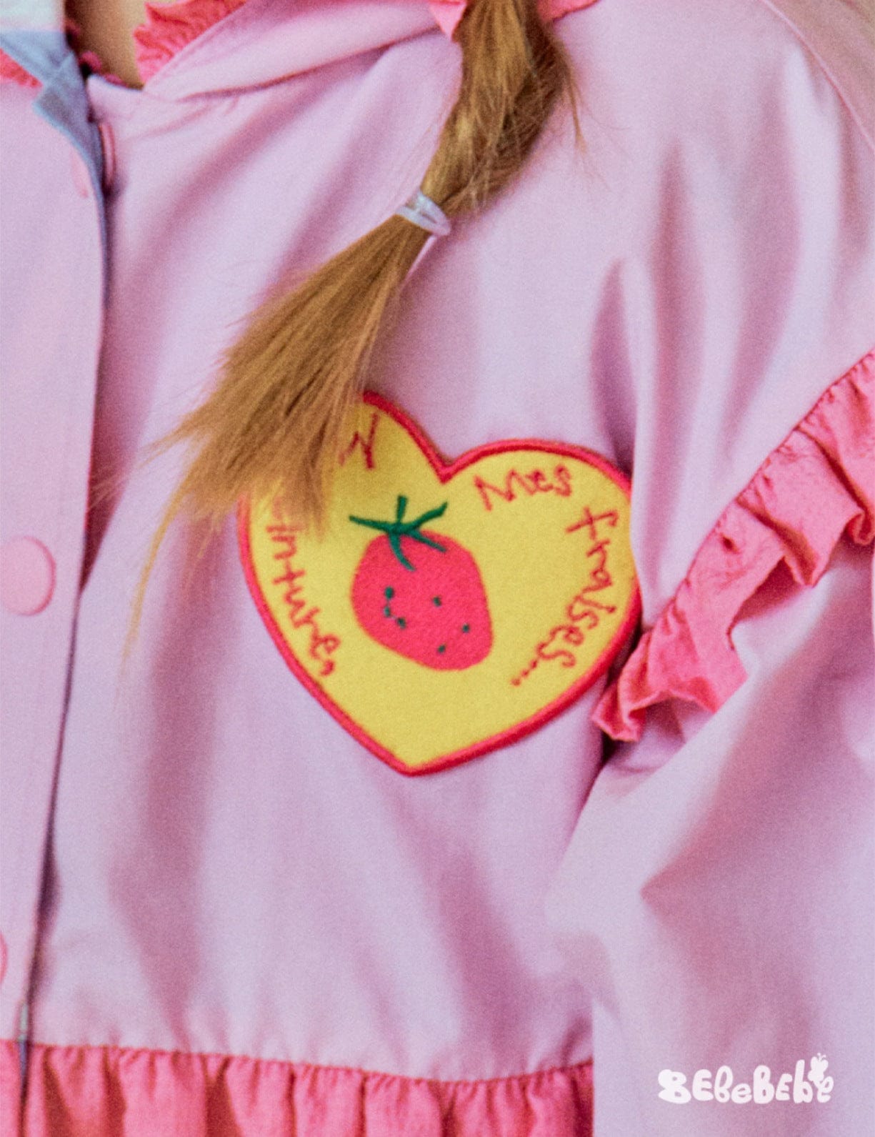 ロングコート ストロベリー柄リバーシブルコート/フリルワンピース/フリルレギンスセットアップ【mh0010987】