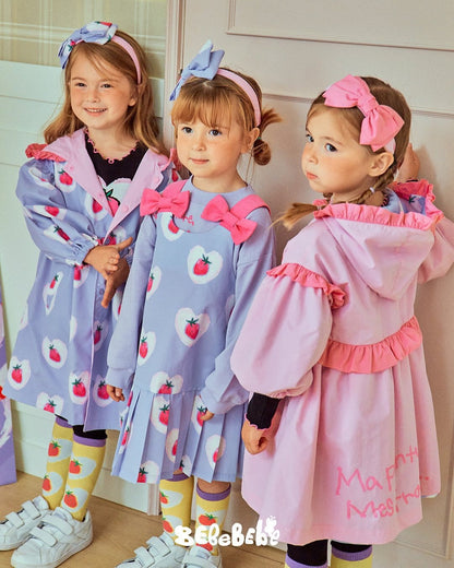 ロングコート ストロベリー柄リバーシブルコート/フリルワンピース/フリルレギンスセットアップ【mh0010987】