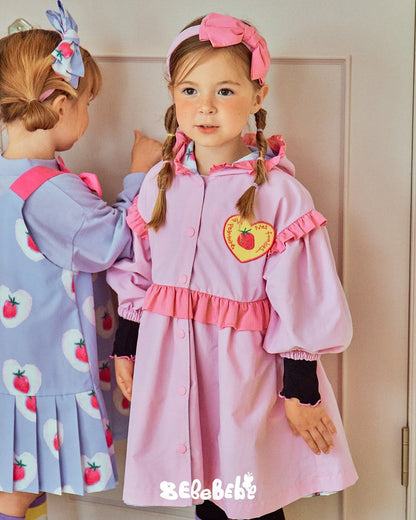 ロングコート ストロベリー柄リバーシブルコート/フリルワンピース/フリルレギンスセットアップ【mh0010987】