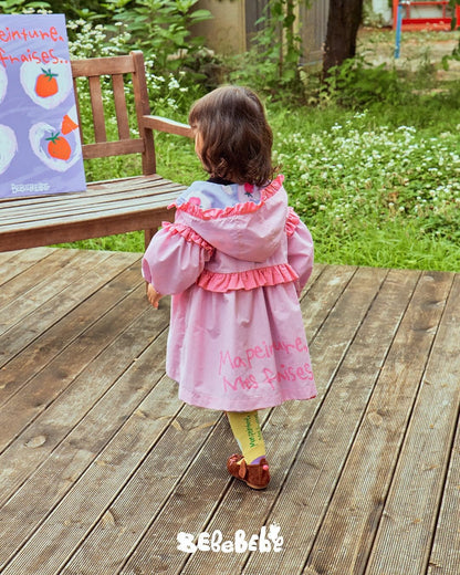 ロングコート ストロベリー柄リバーシブルコート/フリルワンピース/フリルレギンスセットアップ【mh0010987】