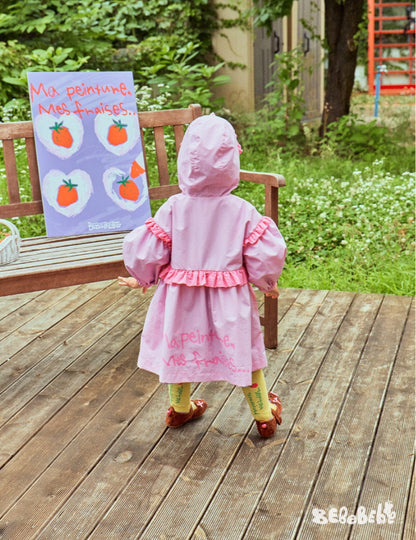 ロングコート ストロベリー柄リバーシブルコート/フリルワンピース/フリルレギンスセットアップ【mh0010987】