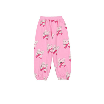 長袖セットアップ pink bow kitten sweatpants / 90cm リボン柄ビッグカラー長袖スウェット/フリル付きミニスカートセットアップ 2点セット【mh0010980】