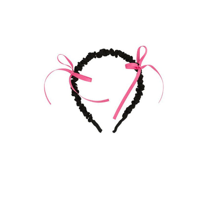 長袖ワンピース Pink Long Webbing Bow Scrunchie / One Size リボン柄長袖ワンピース/リボン柄クロップドパーカー/リボン柄スウェット/フリル付きミニスカート/ワイドパンツ【mh0010982】