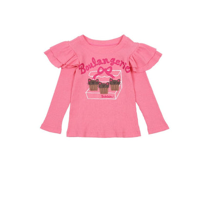 長袖ワンピース shirt / 90cm ねこ総柄ビッグカラーワンピース/フリル長袖Tシャツ/ティアードスカート【mh0010978】