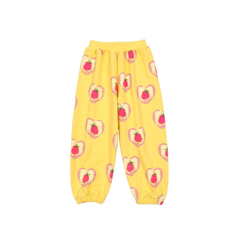 長袖セットアップ Yellow love strawberry sweatpants / 150cm ハートストロベリー柄ジップアップパーカー/スウェットシャツ/ジョガーパンツセットアップ【mh0010986】