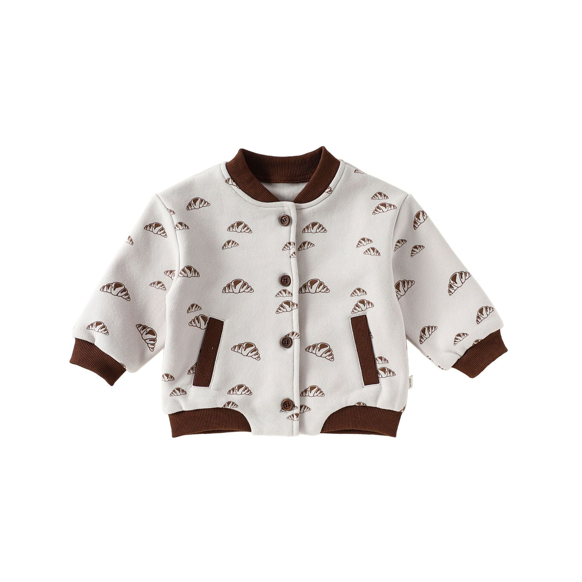 長袖セットアップ Apricot top / 80cm ジャケット/パンツ 厚手裏起毛 ジャージ パンブレッドプリント【mh0011717】