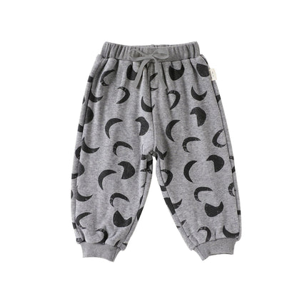 長袖セットアップ Flower gray pants / 80cm スウェットトップス/パンツ 厚手 クルーネック プリント【mh0011713】