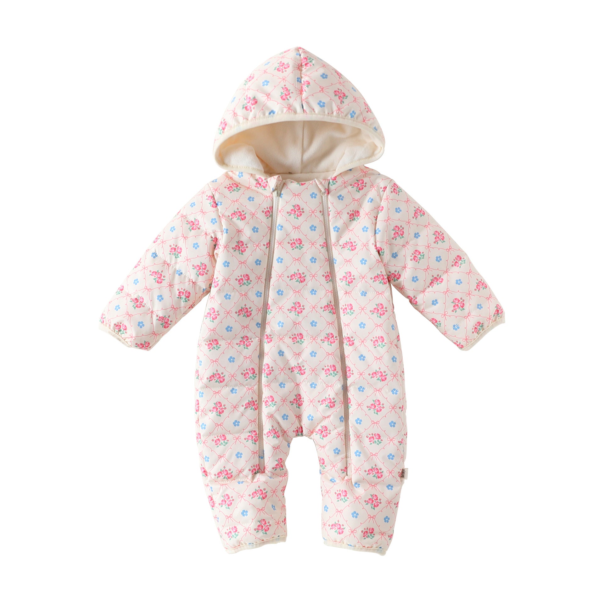 アウタージャンプスーツ Flowers / 66cm アウタージャンプスーツ プリント 中綿 厚手 フード付 キルティング【mh0011700】