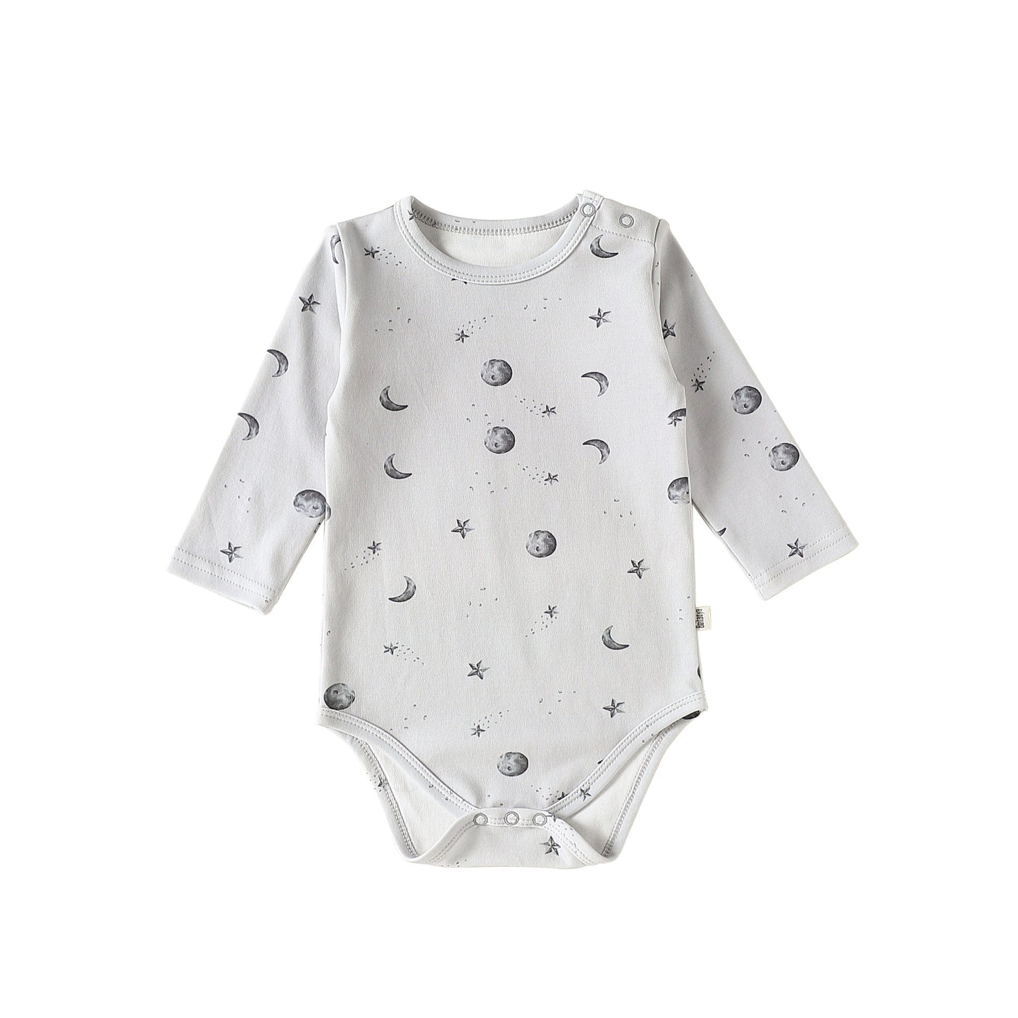 ロンパースセットアップ Gray moon Bodysuit / 66cm 長袖ロンパース/パンツ ストライプ スペース宇宙 ドットプリント【mh0011716】