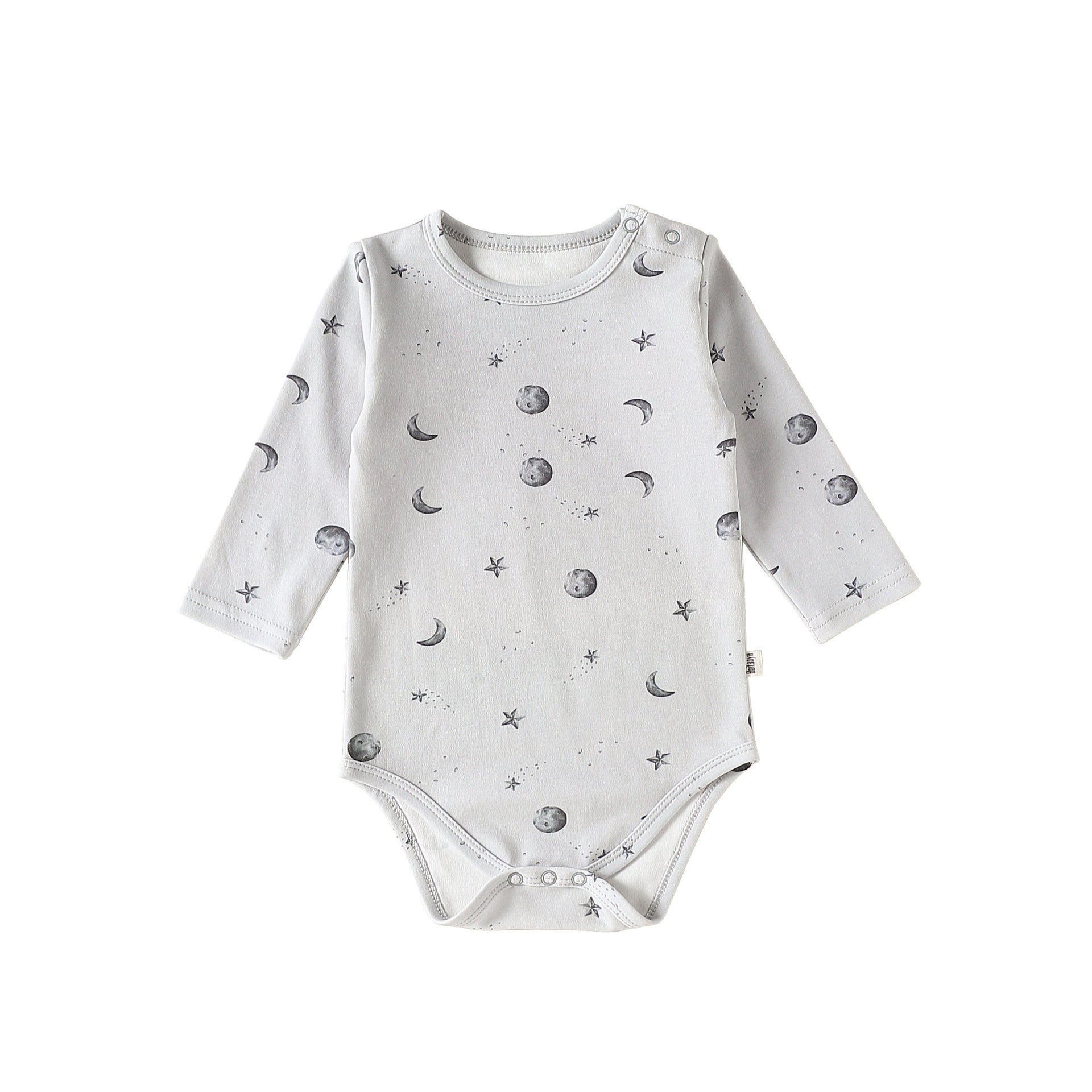 ロンパースセットアップ Gray moon Bodysuit / 66cm 長袖ロンパース/パンツ ストライプ スペース宇宙 ドットプリント【mh0011716】