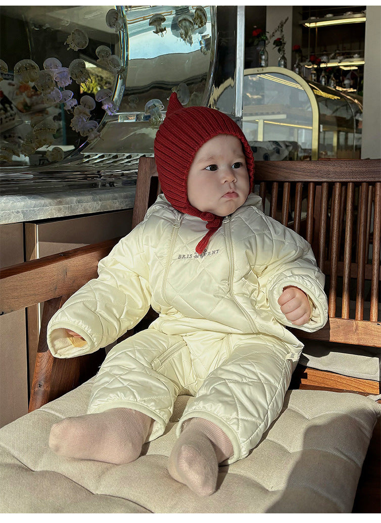 アウタージャンプスーツ アウタージャンプスーツ 中綿 厚手 フード付 キルティング スキーウェア【mh0011696】